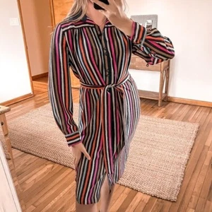 Trina Turk Lamarr Striped Silk Blend Tie Waist Collared Designer Maxi Dress NWT - Picture 1 of 13