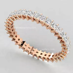 Lab grown princess diamond eternity ring band Women Jewelry 14k Gold 1.12ct VS/G - Picture 1 of 9
