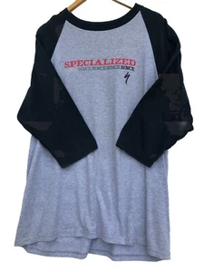 VTG Mid School Specialized T-Shirt Xl 90’s Rare 3/4 Sleeve Baseball Style Gray - Picture 1 of 11