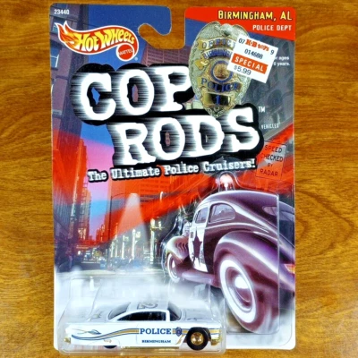 Hot Wheels Cop Rods '59 Impala Branco Preto Real Riders Birmingham Police 1999 - Imagem 1 de 3