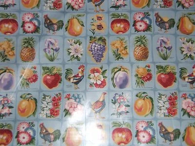 Lee Jofa, County Fair Print, Glazed Cotton, Farm Life Theme, BTY,  Color Blue - Image 1 of 2