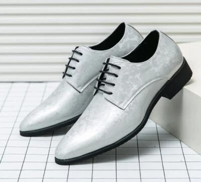 Zapatos Oxford informales de vestido de boda de cuero sintético con cordones en punta para hombre Foto 1 de 4