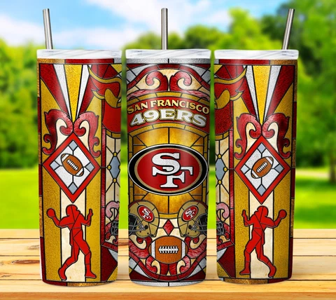 20oz San Fransisco 49ers tumbler with box, lid and straw Cover