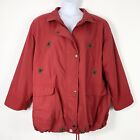 Vintage Jacket 1X Red Zip Up Pocket Cinch Hem Mulberry Street Womens Plus Size