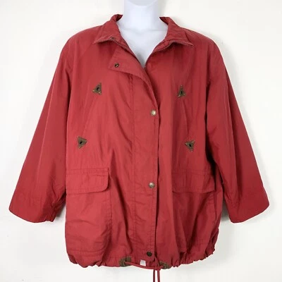 Chaqueta De Colección 1X Roja Cremallera Bolsillo Dobladillo Cinchado Mulberry Street Mujer Talla Grande Foto 1 de 4