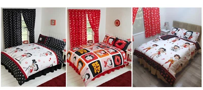 Official Betty Boop Polka Dot Red Black Single Double King Super Duvet Cover Set