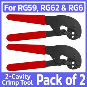 2 Pack Crimping Tool for RG59 RG62 RG6 Coax Coaxial Cable Hex Crimper Connector - Picture 1 of 4