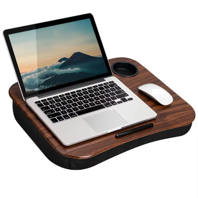LapGear - Cup Holder Lap Desk for 14" Laptop - Espresso Woodgrain - Image 1 of 4