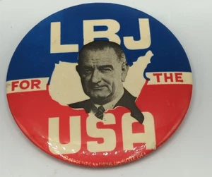 3,5" LBJ For The USA Democratic National Committee 1964 Pinback Button Pin - Bild 1 von 4