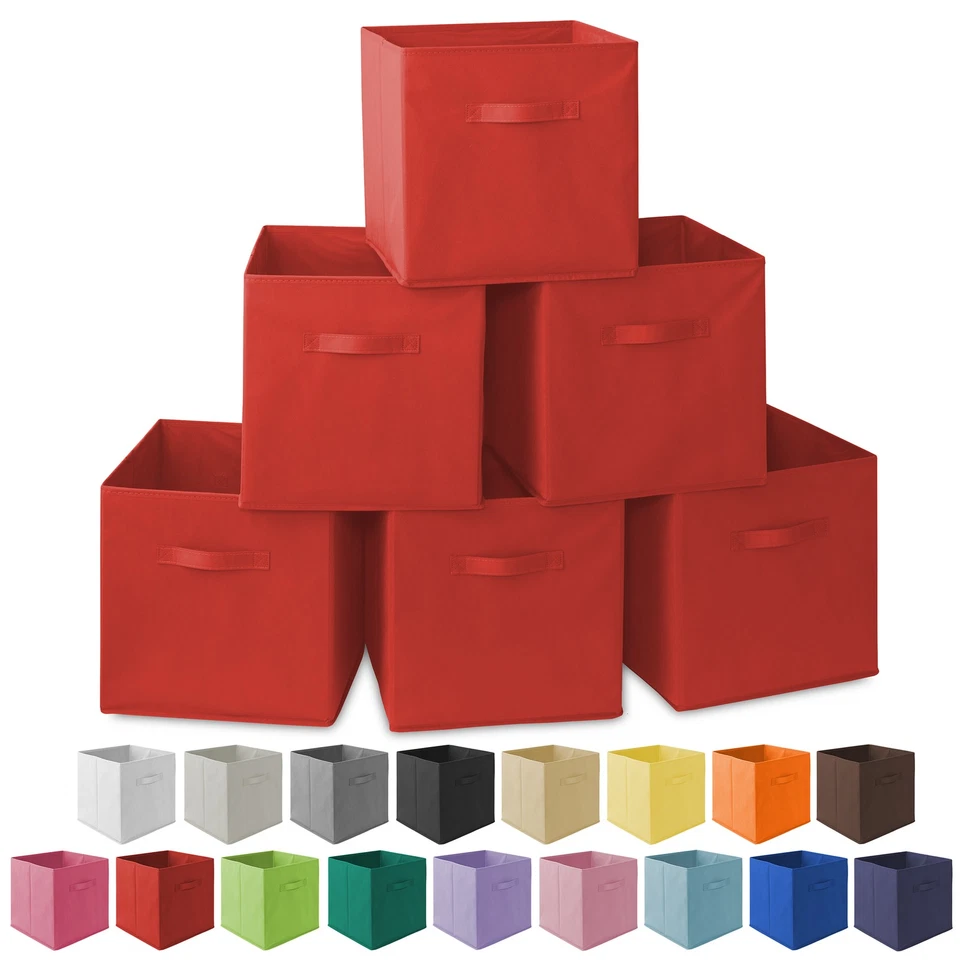 6 Collapsible Foldable Fabric Cubby Cube Storage Bins Baskets for Shelves - Image 1 of 1