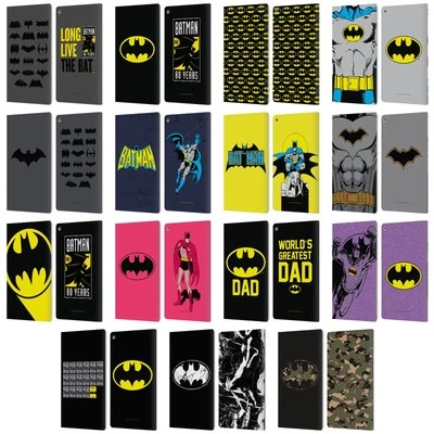 OFFICIAL BATMAN DC COMICS LOGOS LEATHER BOOK WALLET CASE COVER FOR AMAZON FIRE - Image 1 of 4