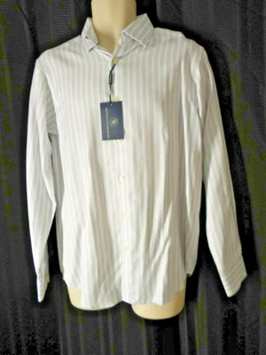 Camisa HART SCHAFFNER MARX Talla Mediana Gris Rayas Manga Larga Algodón Nueva con Etiquetas Foto 1 de 4