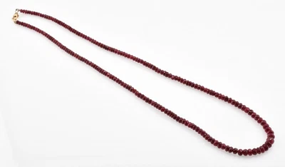 Beaded Ruby Necklace 14k Yellow Gold Clasp 18" - Image 1 of 3