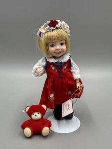 Hands Across the World Doll NATALIA Poland Doll Red Dress Small 6” W/ Bear - Picture 1 of 13