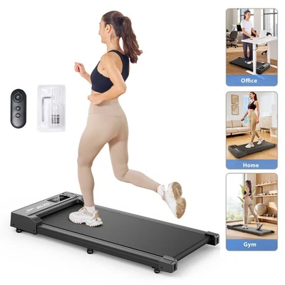 Almohadilla para caminar portátil 2 en 1 debajo del escritorio cinta de correr para el hogar con control remoto LED Foto 1 de 4