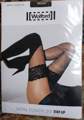 Medias Wolford Satin Touch 20 Stay Up - casi negras, medianas Foto 1 de 2