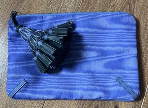 Anya Hindmarch Large pouch with large handmade Tassel canvas/leather gray purple - Picture 1 of 14