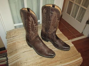 Botas Lucchese Para Hombre Talla 9D Cuero Marrón Vaquero Occidental Puntera Cuadrada EE. UU. - Imagen 1 de 12