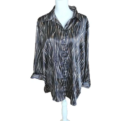 Cato Women's Plus Size Button-Up Blouse, 3/4 Sleeve, Brown Dot Pattern, 18/20W - Image 1 of 4