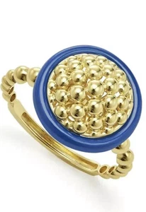 Lagos Meridian Caviar 18K Gold Ultramarine Circle ceramic Ring $1250 New 7 - Picture 1 of 9