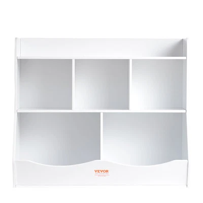 VEVOR Wood Kid Storage Cubby Toy Storage Organizer with Bookshelf 5-Cubby White - Image 1 of 4