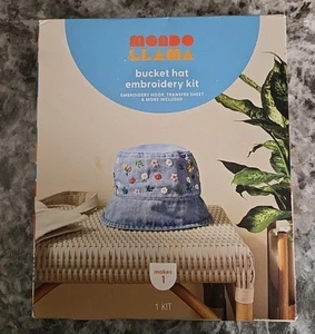 🎥 Bucket Hat Floral Embroidery Craft Kit - Mondo Llama, 🆕 - Picture 1 of 2