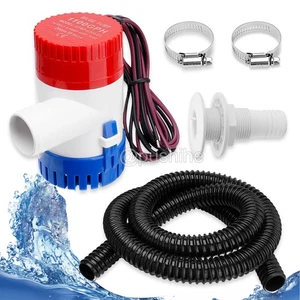 1100 GPH Boat Bilge Water Pump 12V 1-1/8 Inch Dia Bilge Pump Plumbing w/Hose Kit - Picture 1 of 7