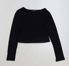 Select Dziewczęcy Czarny Wiskoza Przycięty T-shirt Rozmiar 12-13 lat Scoop Neck Sweter 