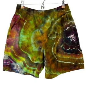 Handmade Tie Dye Shorts Women Large XL Pockets Elastic Waist 6” Inseam Mom Short - Picture 1 of 10