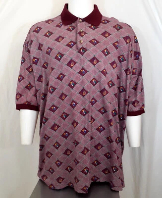Vintage Sauce by Berne Polo Mens 4X Short Sleeve Red Fly Fishing Theme Cotton - Image 1 of 4
