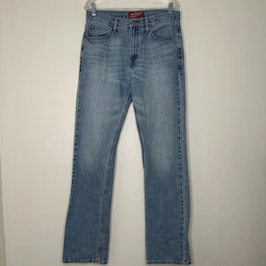 Arizona Mens Jeans 33x35 Blue Denim Pants Bootcut Light Wash Distressed Trouser* - Picture 1 of 9