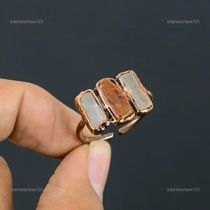 Valentines Deal Copper Radiant Carnelian Rough Stone Electroformed Promise Ring - Picture 1 of 6