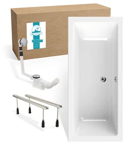 Rechteckwanne Komplettset 170 x 75cm Duowanne Körperform ergonomisch robust  - Bild 1 von 12