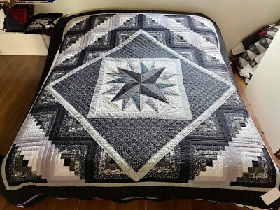 Log Cabin Star Amish Quilt - Image 1 of 3