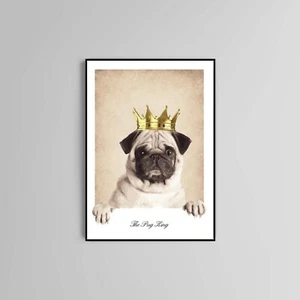 The Pug King poster print home wall art decor animal dog poster - Picture 1 of 5