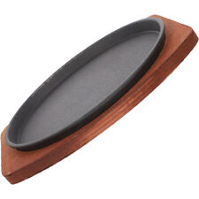 Metal Steak Plate with Wooden Base - Household or Restaurant Use