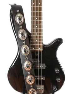 2 1/4" breiter Sattel oval Concho schwarz Rindsleder klassischer Gitarrengurt - Bild 1 von 1
