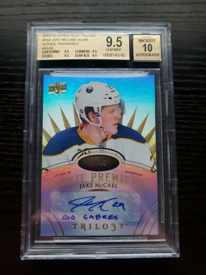2014-15 Upper Deck Trilogy #194 Jake McCabe RC AUTO /49 EXCH BGS 9.5 GEM MINT - Image 1 of 1