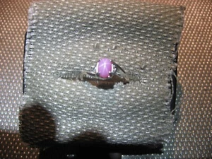 7X5MM SALMON PINK LINDE STAR SAPPHIRE RING 925 STERLING SILVER SIZE 5.5 - Bild 1 von 6