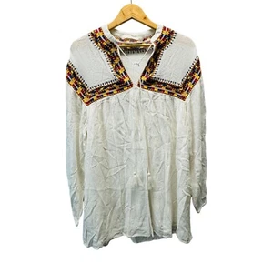 Vestido túnica tribal boho hippie bordado blanco pequeño de ZARA Trafaluc para mujer - Imagen 1 de 10