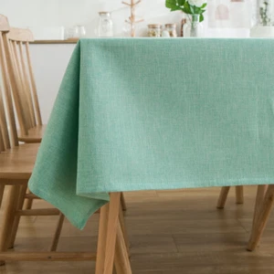 Cotton Linen Tablecloth Thick Tablecover Cloth Kitchen Plain Table Cloth Party - Picture 1 of 27