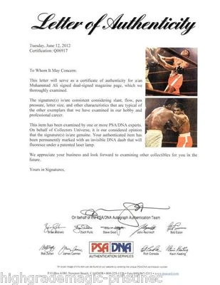MUHAMMAD ALI SIGNED  TWICE (2 SIGS)  vs FRAZIER    PSA/DNA DOUBLE SIGNED Q06917 - Image 1 of 3