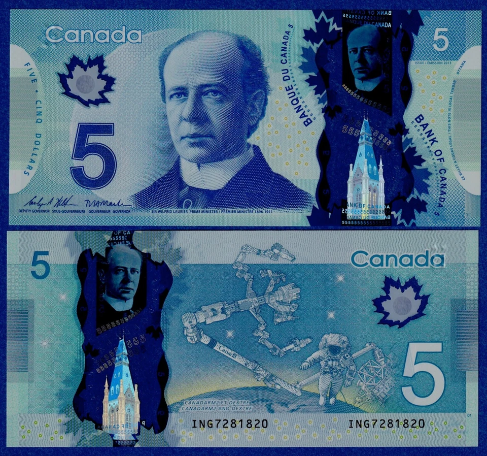 Canada $5 (2013) P106d " Wilkins & Macklem  "- UNC POLYMER NOTE - PREFIX ING - Image 1 of 1