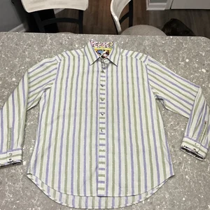 Robert Graham Zen Shirt Mens XL Light Purple Stripe Long Sleeve Button Front - Picture 1 of 9