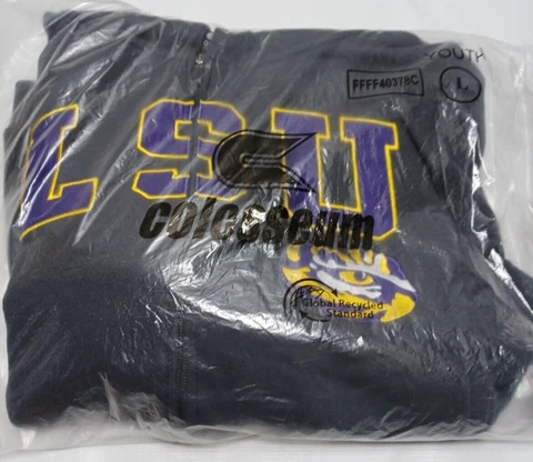 LSU Zip-Up Colosseum Hoodie Jacket Sweatshirt Large Grey Purple Long Sleeve NEW Cover