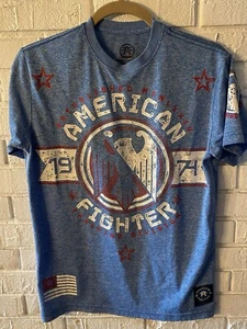 American Fighter Graphic Blue/White Short Sleeve Crew Neck T-Shirt Small - Picture 1 of 7