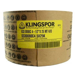 Klingspor Abrasive 80 Grit Sandpaper Roll 033080C 4 1/2 X 25’ 0330080C4.5X25K - Picture 1 of 1