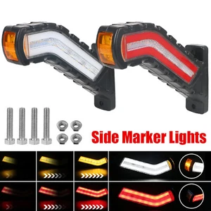 2x Waterproof Running Water Tail Light Trailer Truck Neon Stalk Side Marker Lamp - Picture 1 of 12
