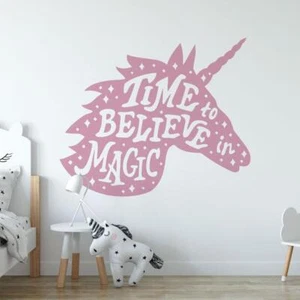 Pegatina de arte de pared Unicorn Head Time to Believe in Magic (AS10387) - Imagen 1 de 2