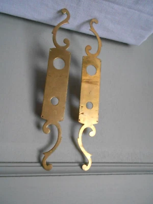 Paire Plaques de Propreté de Porte Elégantes en LAITON  29.5 cm H - Photo 1/4